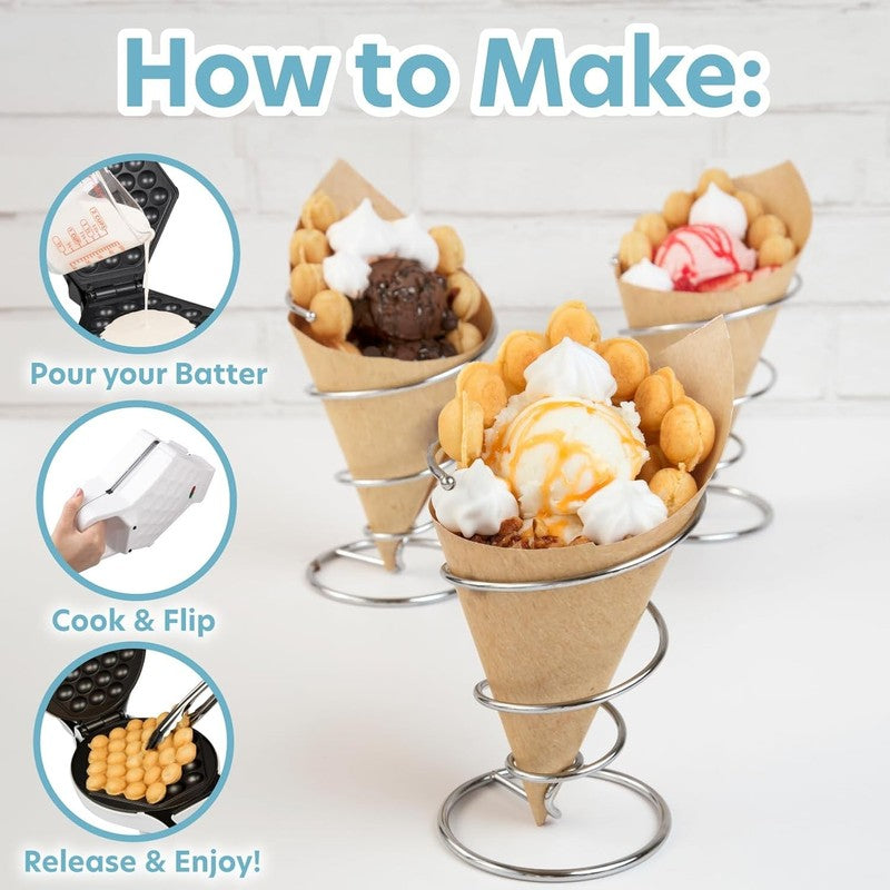 Bubble Waffle Maker  Electric Nonstick Hong Kong Egg Waffler Iron Griddle W Read2