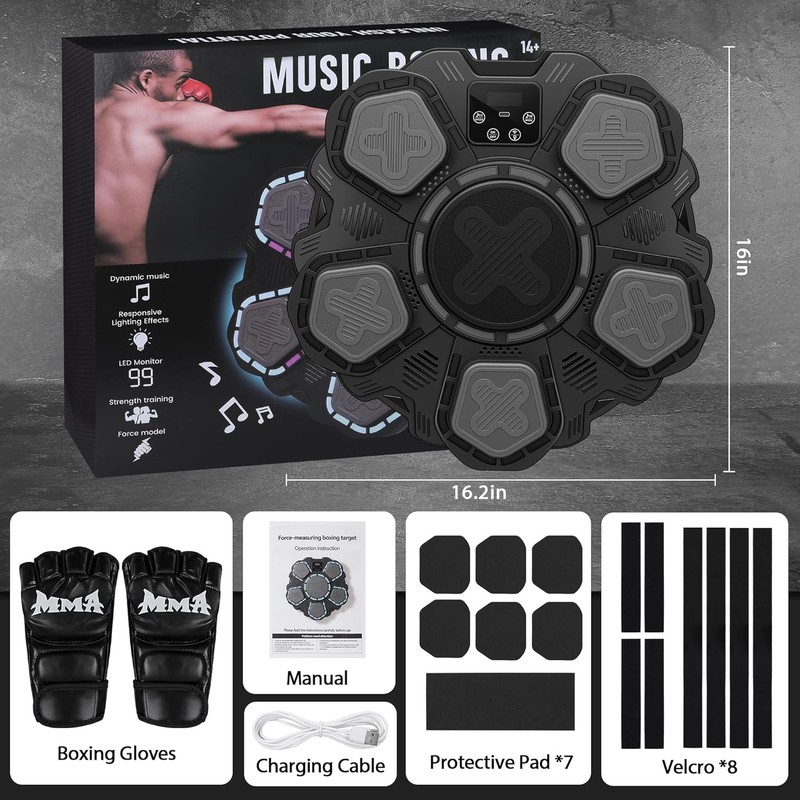 Music Boxing Machine Bluetooth Punching Target Wall Mount w/ Gloves Kids6