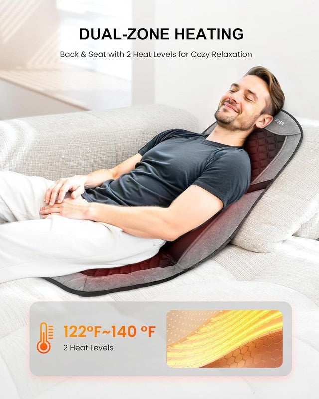 Back Massager Chair Pad w/ Heat Lumbar Support Pain Relief Seat Cushion5