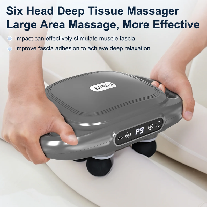 Massage Gun, 6 Head Deep Tissue Quiet Massager, Portable Muscle Massage Gun for 3
