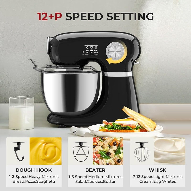 12 Speed Stand Mixer Tilt Head 5.3QT Stainless Steel Bowl Black Baking Mixer2