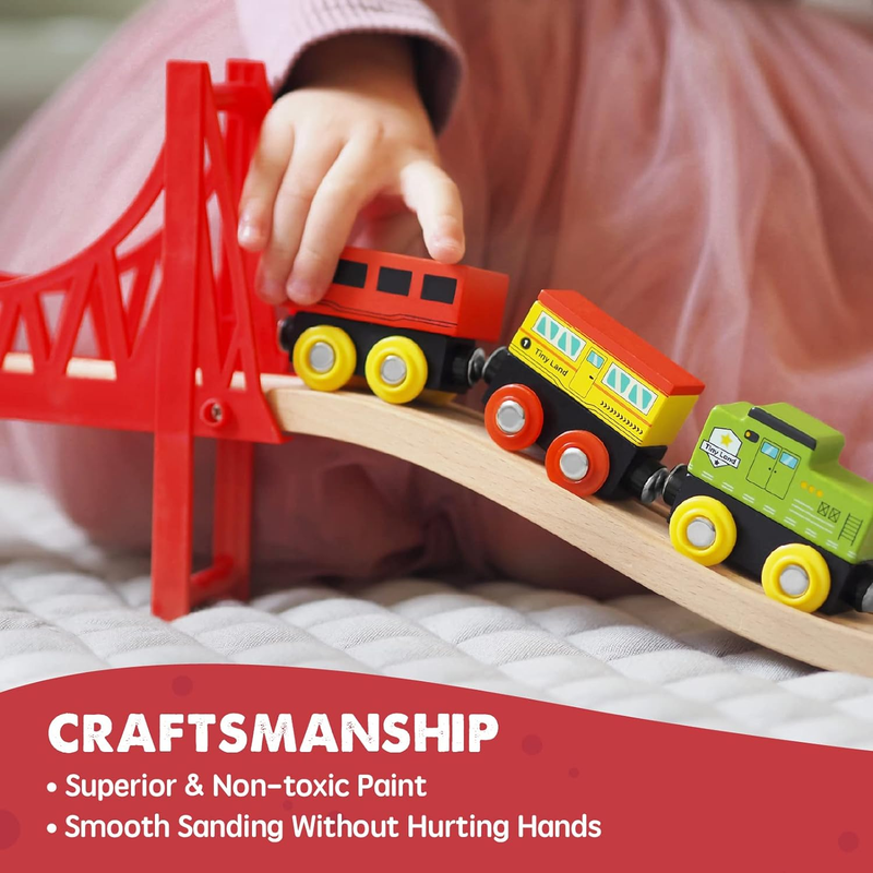 110 Pc Wooden Train Set w/ Tracks Railway Toy for Kids Ages 3 7 Compatible7