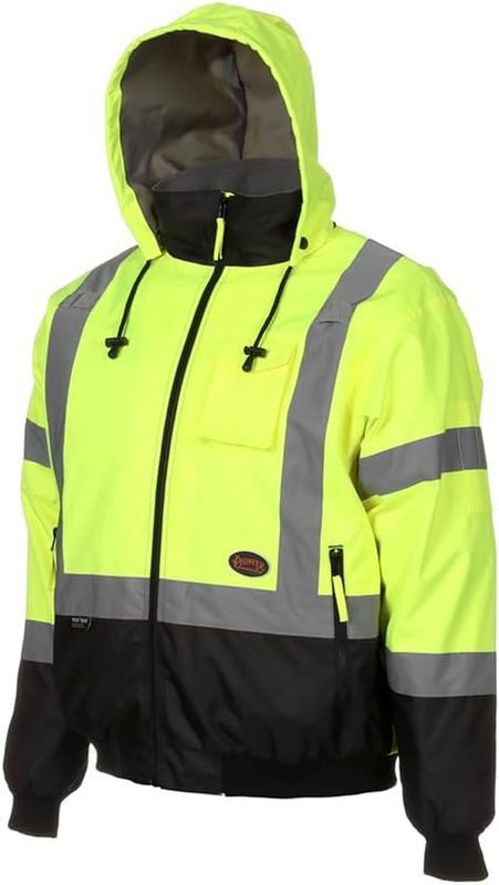 Hi Vis Safety Bomber for Men   Waterproof, Reflective ANSI Class 3 Winter Rain J0