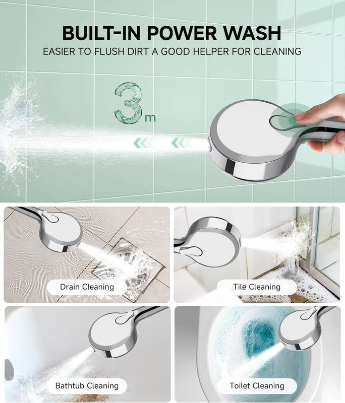Filtered Shower Head Handheld 9 Spray Settings Detachable Chrome for Hard Water3