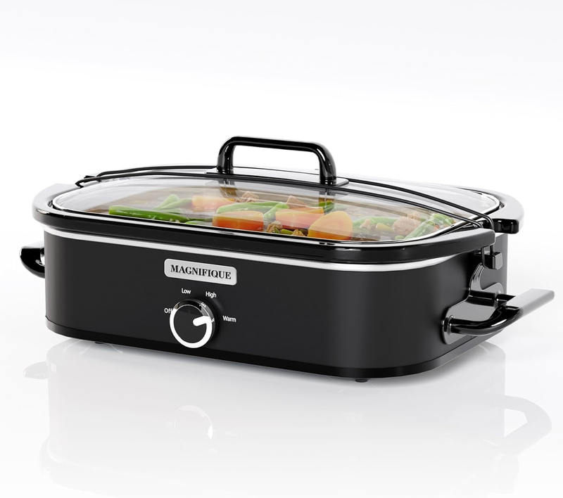 4QT Slow Cooker w/ Ceramic Nonstick Dish Temp Control Glass Lid9