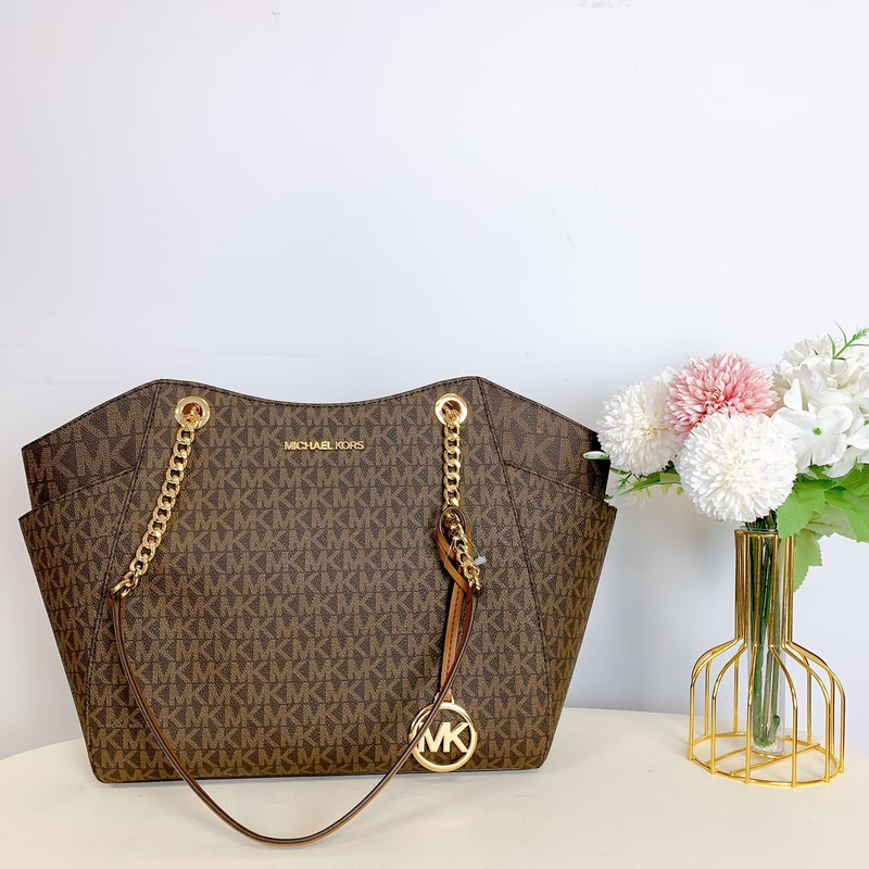 Jet Set Chain Large Shoulder Tote Bag Brown MK Signature11