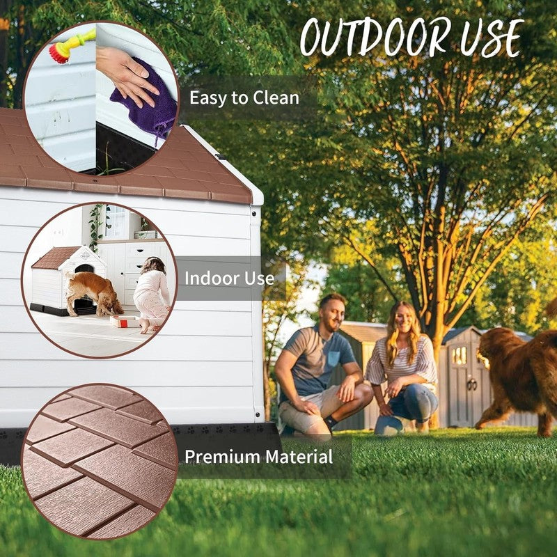 Durable Waterproof Plastic Dog House for Small to Large Sized Dogs, Indoor Outdo2