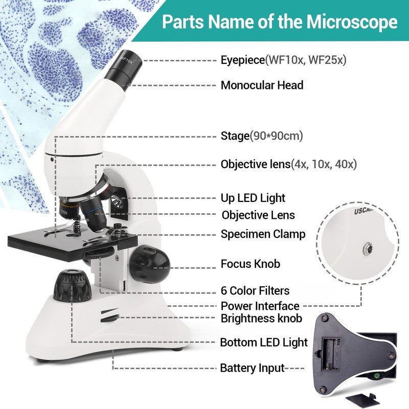 Compound Microscope 40X–2000X for Students Kids Adults + Slides & Adapter2