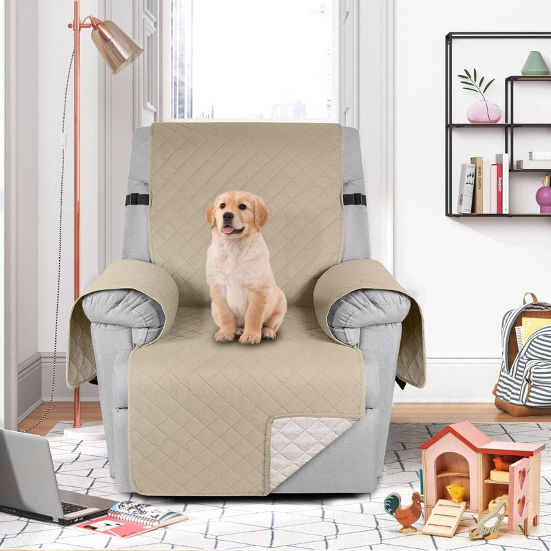 Reversible Recliner Chair Cover Khaki 25" Washable Slipcover for Pets & Kids7
