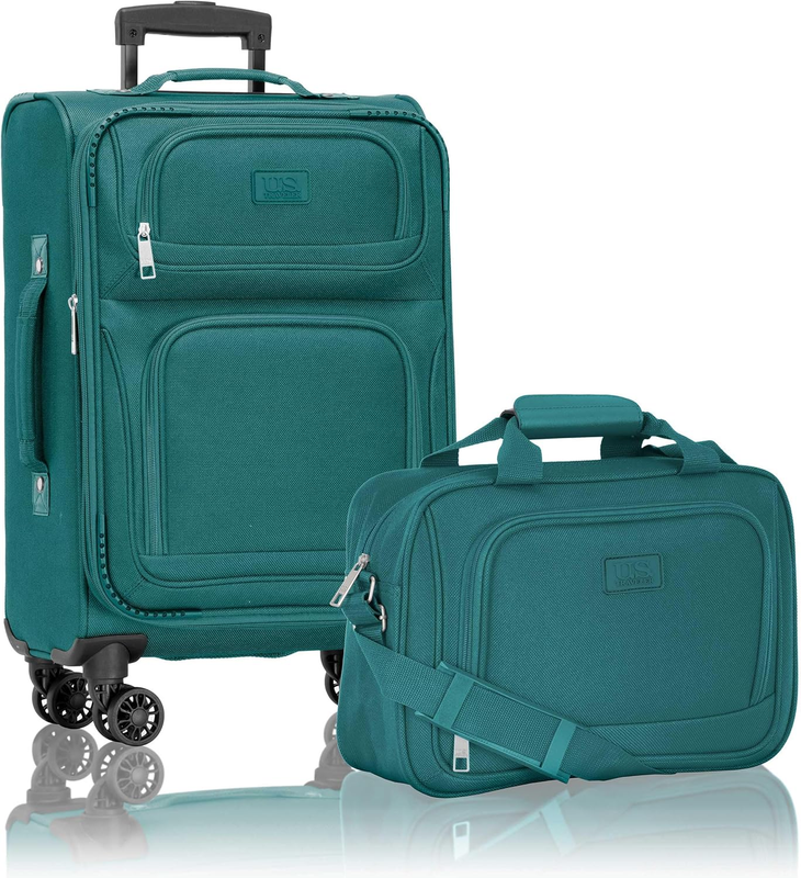 Rio Carry On Suitcase Lightweight Softside 4 Wheel Spinner Set Teal9