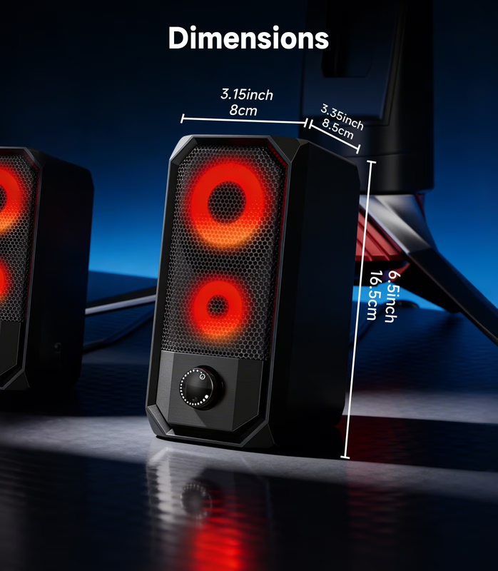 RGB Gaming Computer Speakers USB Powered Stereo 3.5mm for PC Laptop Desktop6