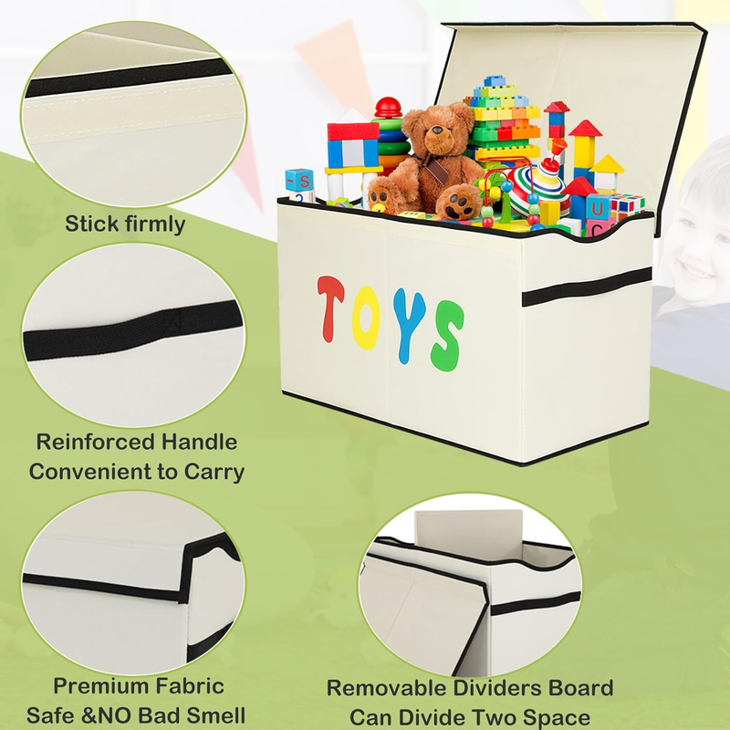 Toy Box Chest Collapsible Kids Storage Bins Organizer Boxes Extra Large Beige2