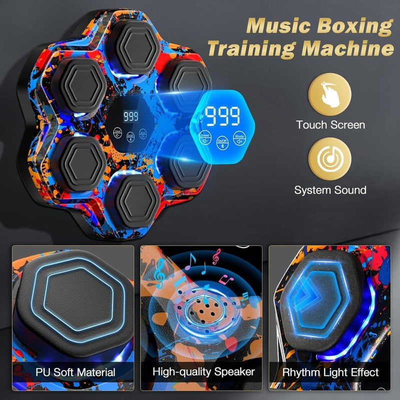 Music Boxing Machine Wall Mounted Punch Trainer w Gloves 9 Modes 9 Speeds2