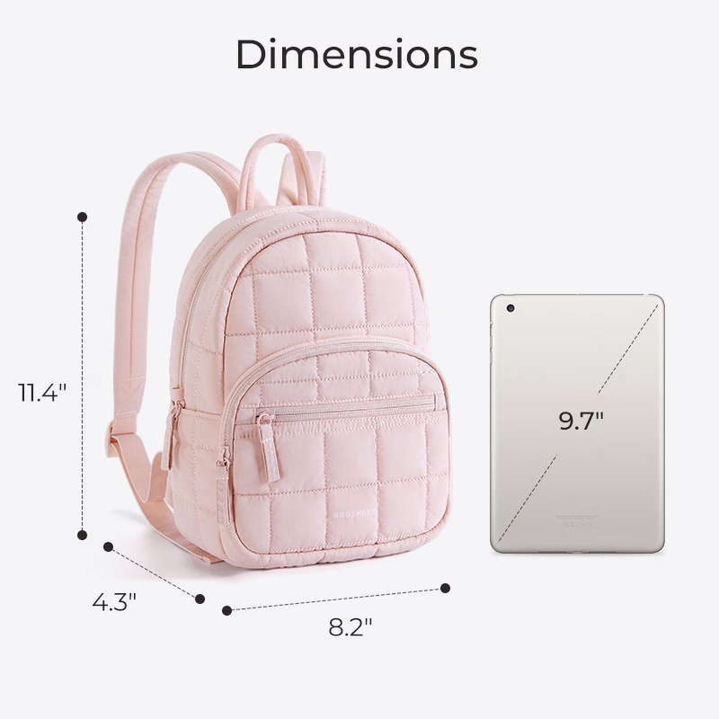 Water Resistant Quilted Puffer Backpack Purse Dark Pink Women1