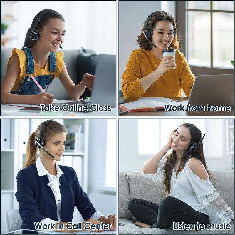 2025 Wireless Bluetooth Headset w/ Noise Cancel Mic USB Dongle Charging Base6