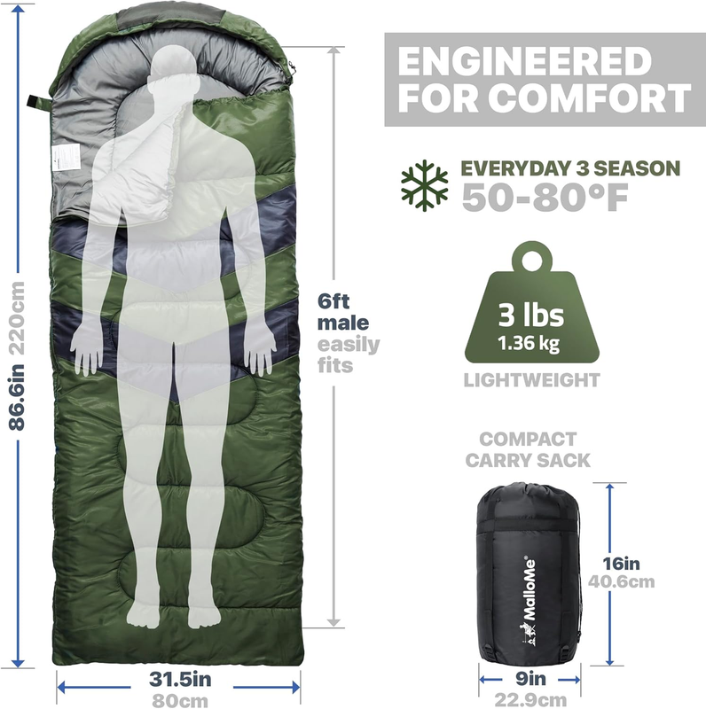Sleeping Bag Cold Weather Adults Kids Lightweight Compact Camping Warm Gear2
