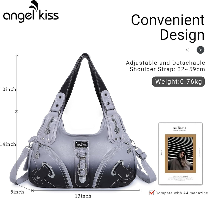 Angelkiss Women’s Large Hobo Satchel Shoulder Handbag Purse2