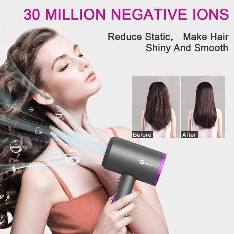 Slopehill 1800W Ionic Hair Dryer - Fast Drying, Low Noise, Travel-Friendly2