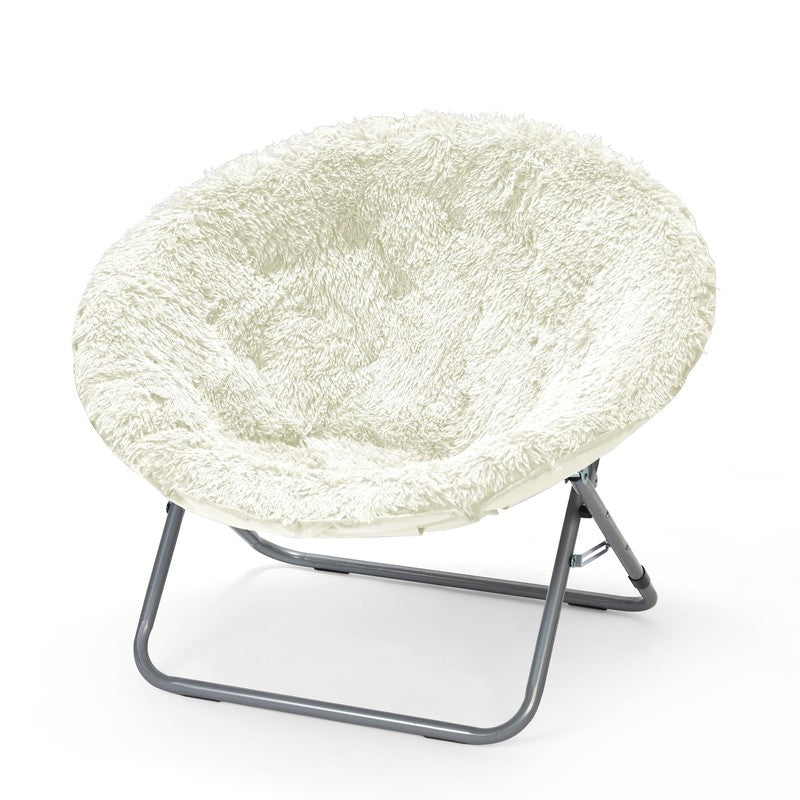 Mongolian Faux Fur Oversized Moon Chair, White3