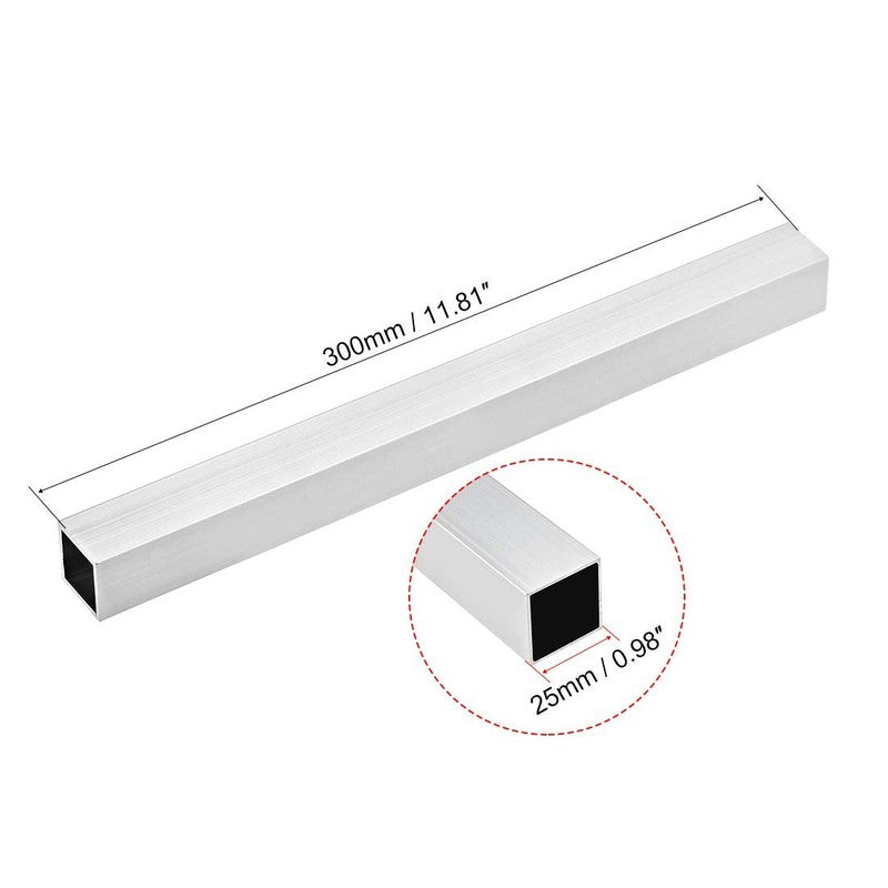 6063 Aluminum Square Tube 25x25mm, 1mm Wall, 300mm Length   2 Pcs1