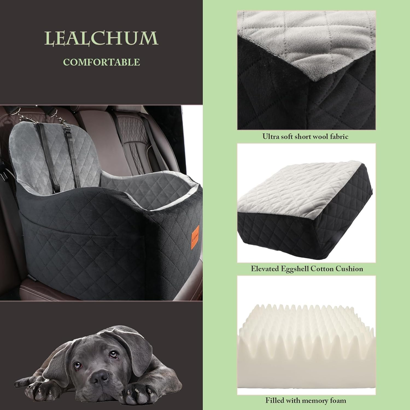 Dog Booster Car Seat for S/M Dogs up to 35Lbs,Soft 6In Elevated Cushion,Fits in 3