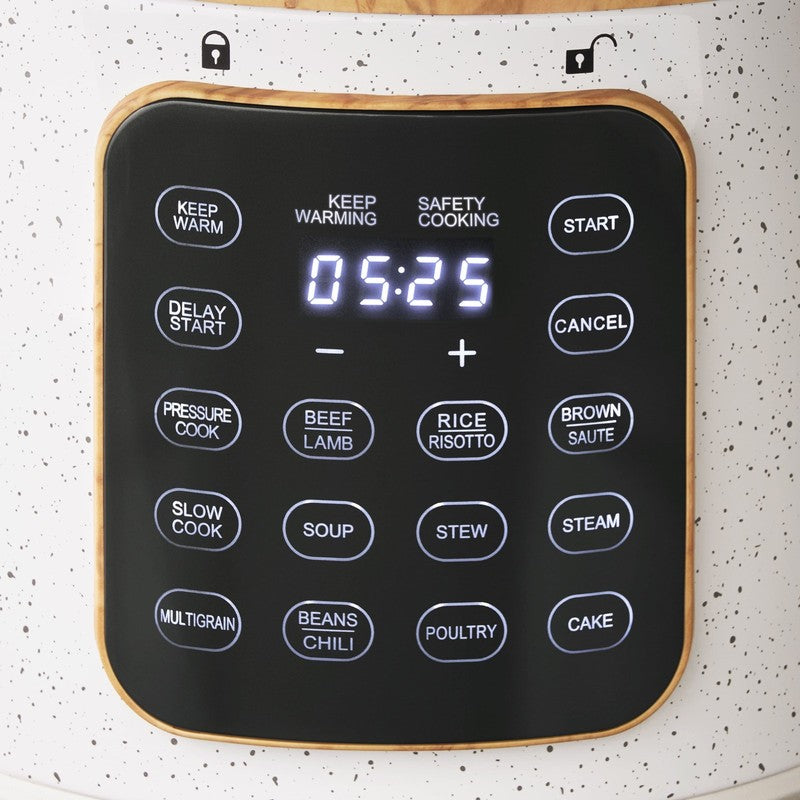 Linen Speckle 6-Qt Pressure Cooker Touch Control Display Multi Cooker2