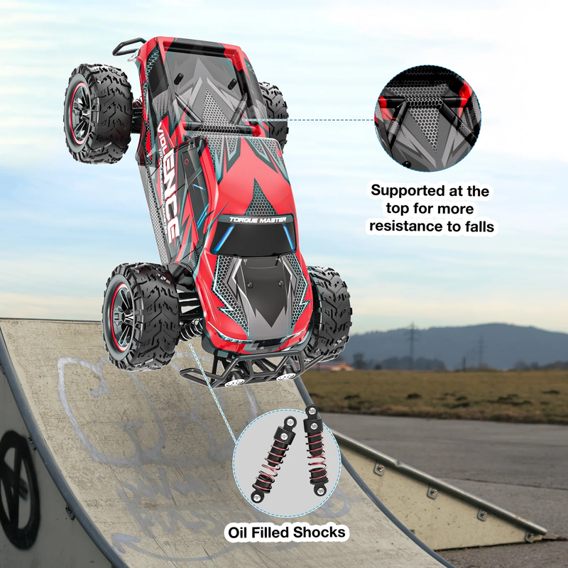 RC 1:16 Remote Control Truck 30MPH 4WD Off Road w/ 2 Batteries LED Lights5
