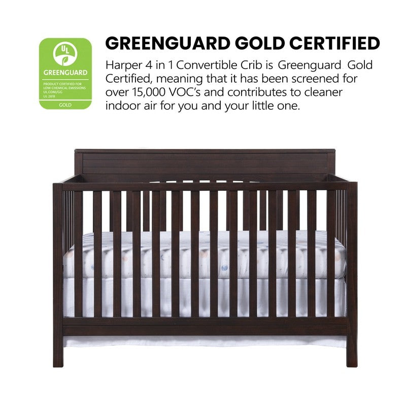 Harper 4-in-1 Convertible Crib Espresso Brown GREENGUARD Gold Wooden5
