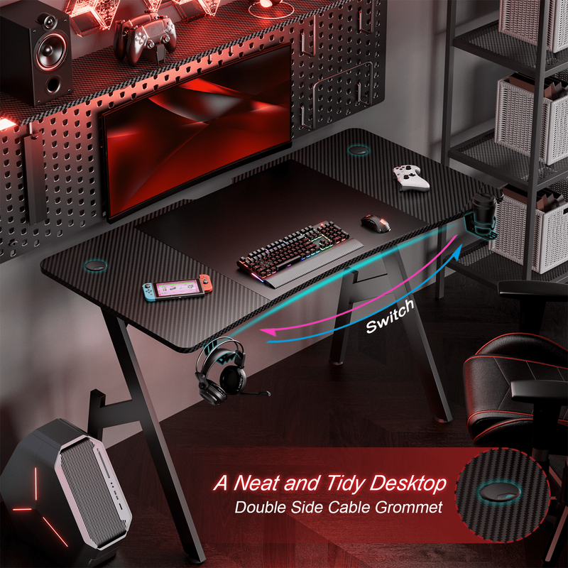 47 Inch Gaming Desk, Ergonomic Gamer Table, Computer Table, Pc Workstation4