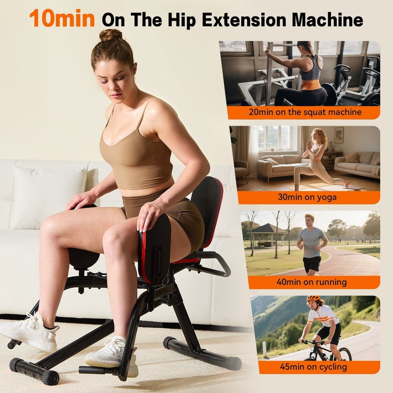 Home Gym Hip Abductor Machine Glute Leg Trainer 6-Level Resistance 440lb Max Red4