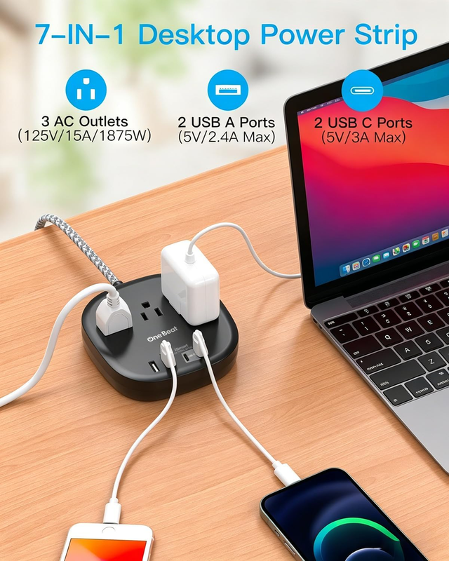 Cruise Approved Power Strip 3 Outlets 4 USB 2 USB C 6FT Black1