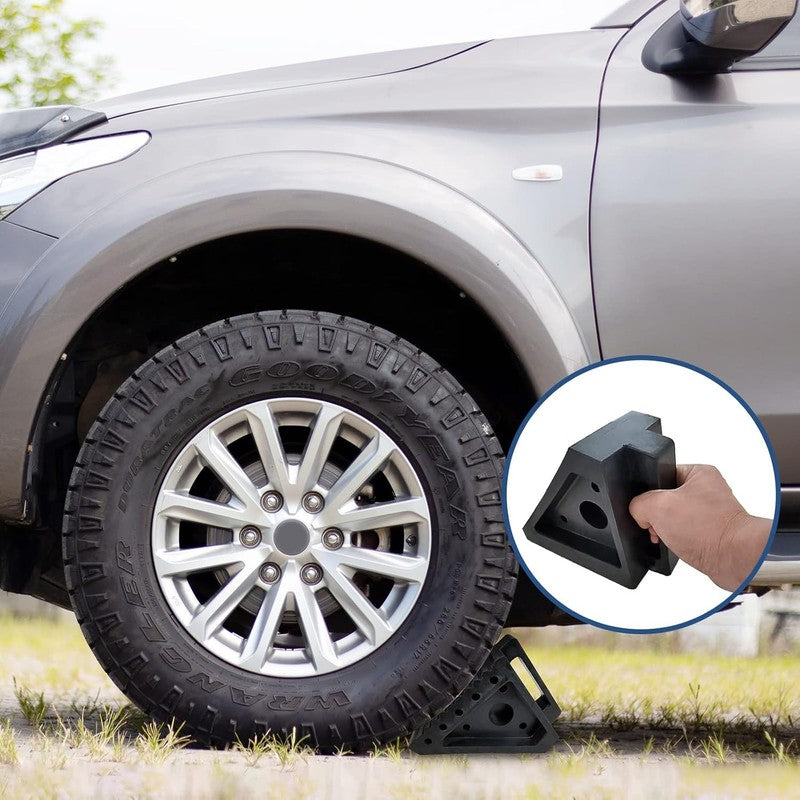 Solid Heavy Duty Rubber Wheel Chocks 4 Packs, Premium Wheel Stopper for Car, Tra4