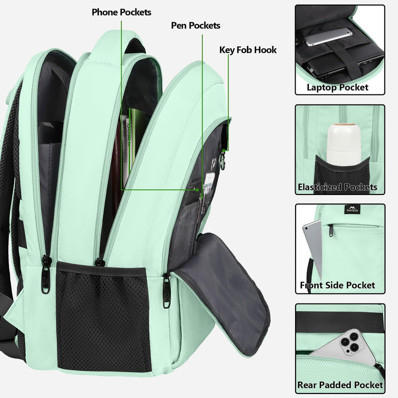 15.6" Laptop Backpack Travel College Office Daypack Mint Green4