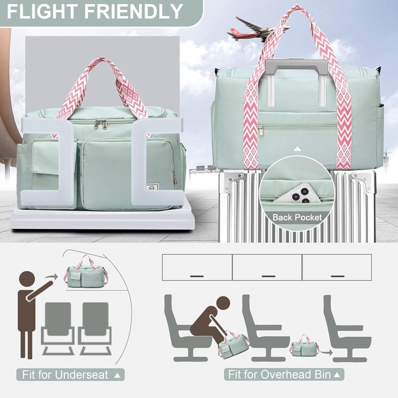 Women Gym Duffle Bag Travel Weekender Carry On w/ Shoe Compartment2