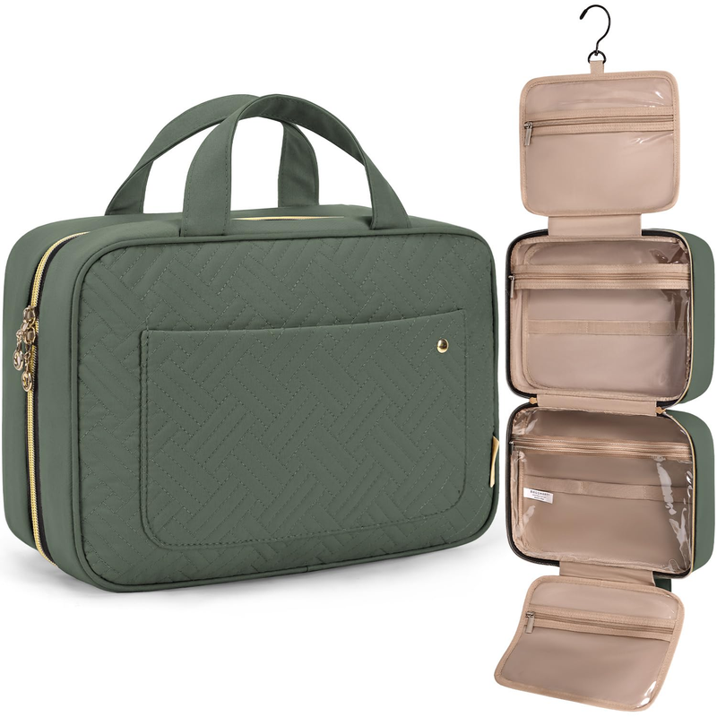 Large Toiletry Bag Travel Organizer Hanging Hook Water Resistant Hazy Green6