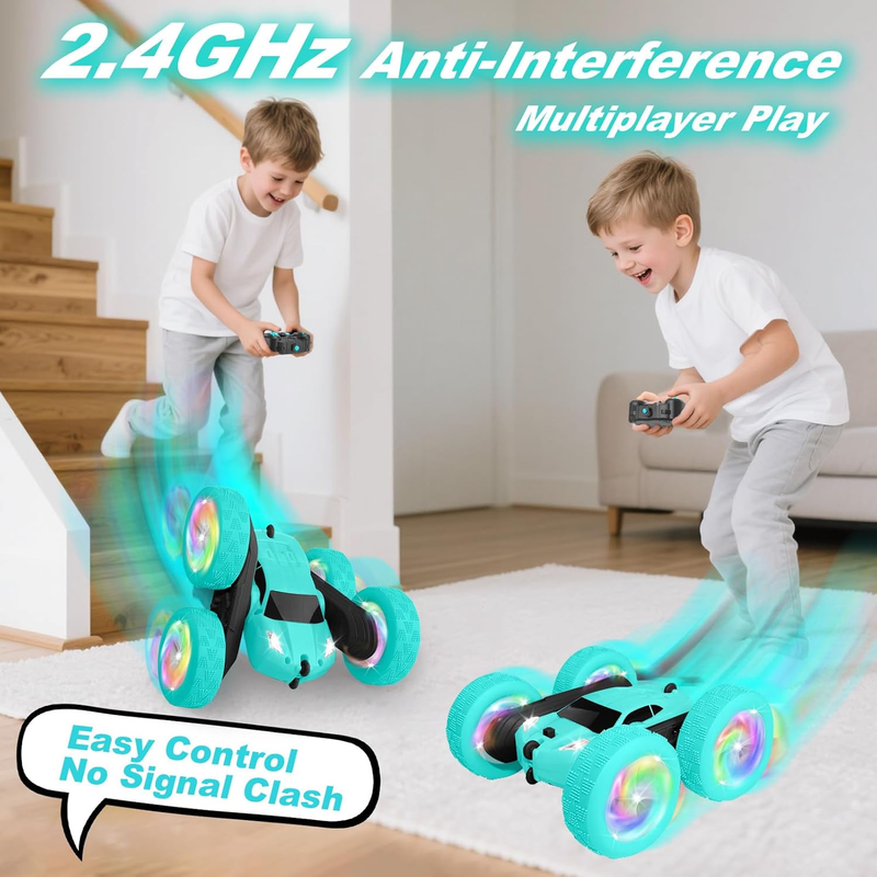 Remote Control Car for Girls 4WD Stunt Car 360 Flips RGB Lights 6+2