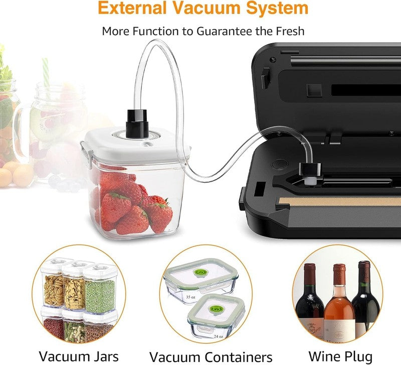 Vacuum Sealer Machine, Portable Strong Suction Power Food Sealer, Bags and Cutte3