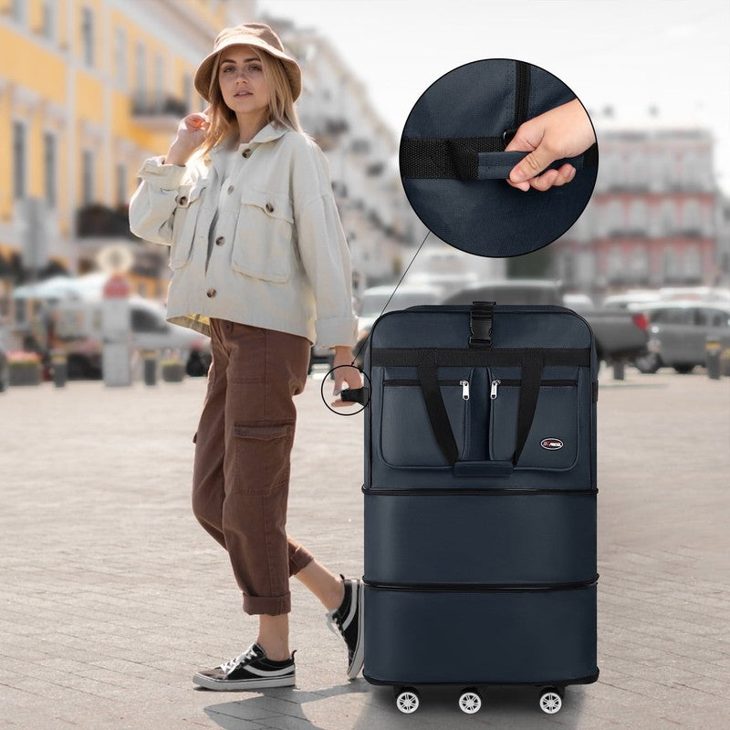 40" Expandable Foldable Luggage Bag,Collapsible Suitcases with Wheels,Rolling Du4