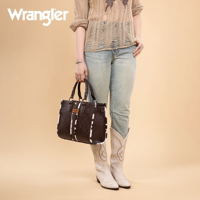 Wrangler Cow Print Tote Bag Women Western Boho Satchel Top Handle Handbag4