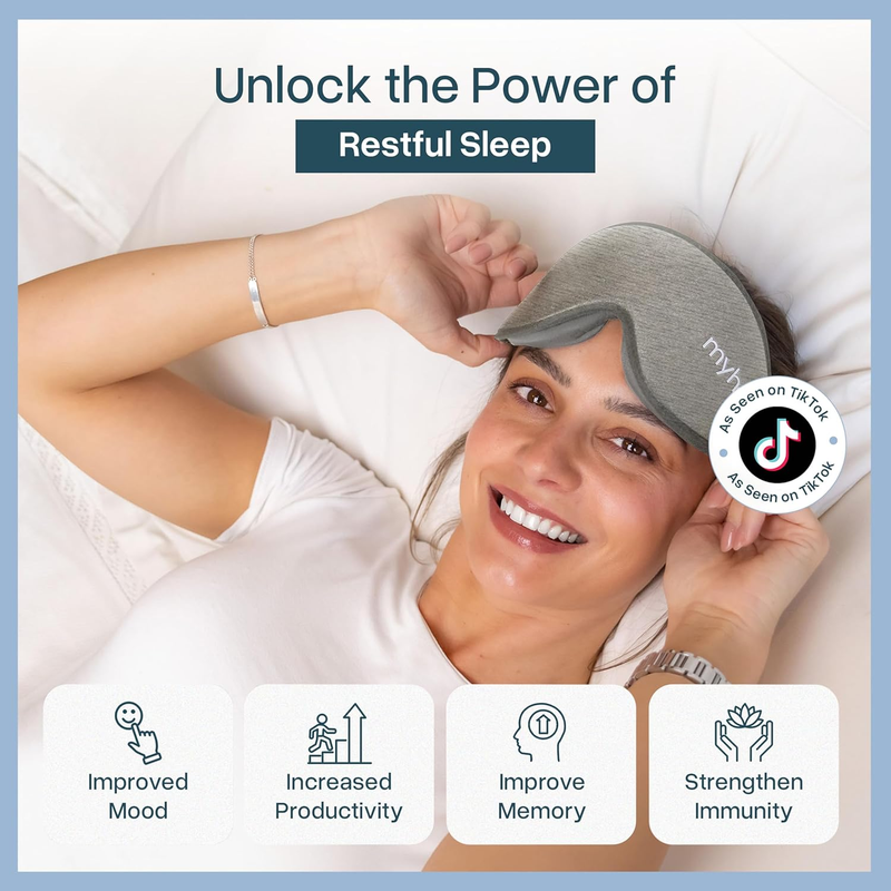3D Blackout Sleep Mask Memory Foam Eye Mask for Side Sleepers Grey1