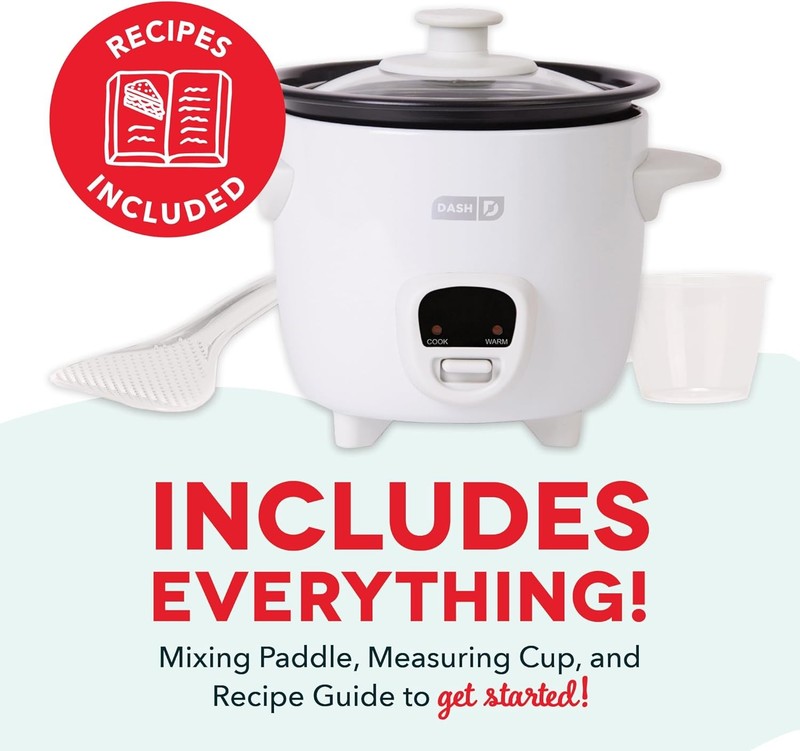 Mini Rice Cooker 2 Cup Steamer Nonstick Pot Keep Warm Function White5