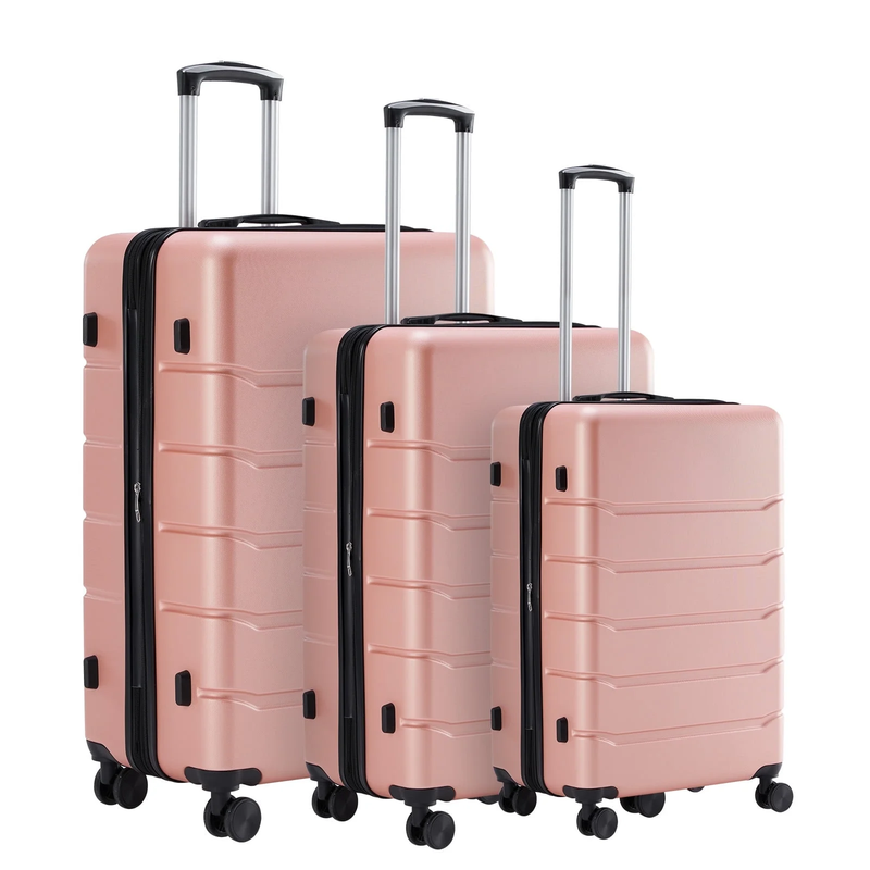 3-Piece Hard Shell Luggage Set ABS Expandable Spinner TSA Lock Pink9