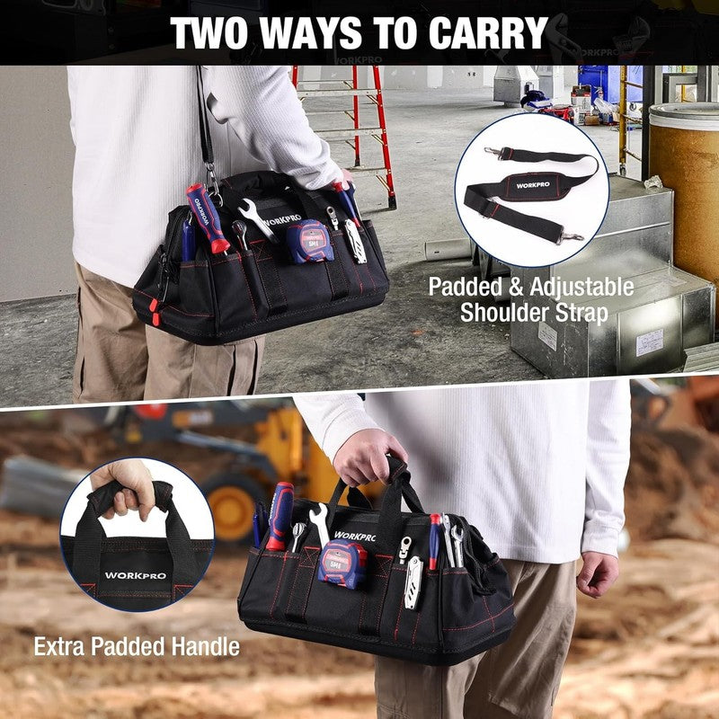 16" Close Top Wide Mouth Tool Bag Waterproof Rubber Base 7