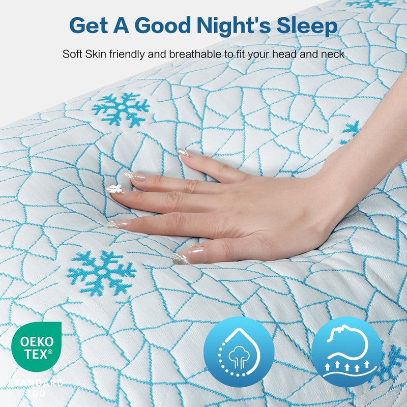 Cooling Memory Foam Queen Pillows Set of 2 Adjustable Support 30"x20"3