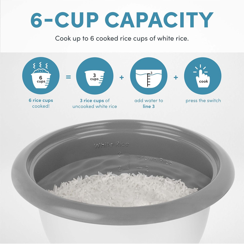  Rice Cooker, 3-Cup (Uncooked) / 6-Cup (Cooked), Small Rice Cooker, Oatmeal Coo4