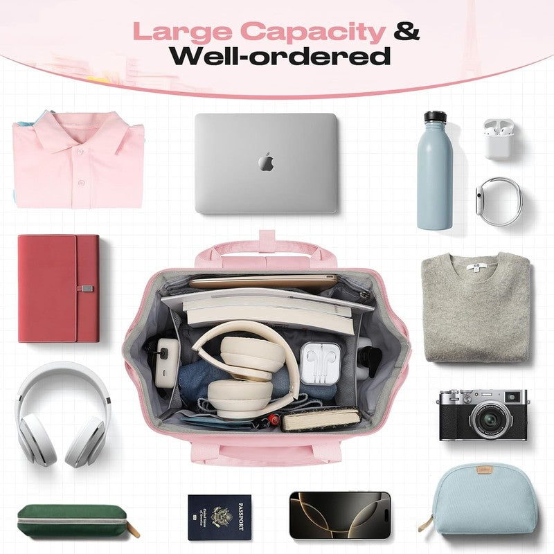 Travel Laptop Backpack 15.6 17.3" Nurse Work Bag w/ Lunch Box Pink7