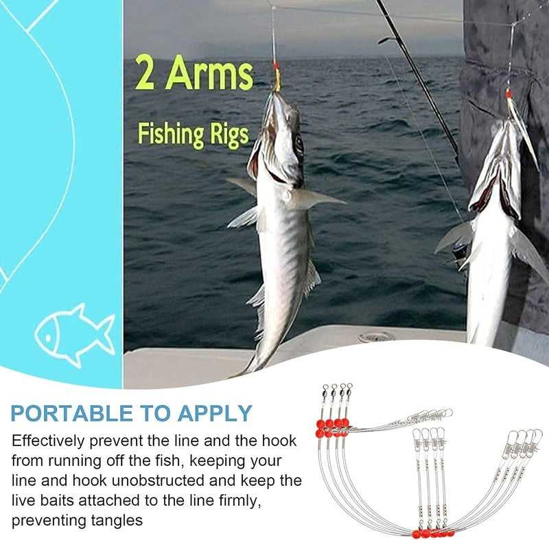 High-Strength Saltwater Fishing Leaders with Swivels & Snaps for Lures & Bait4