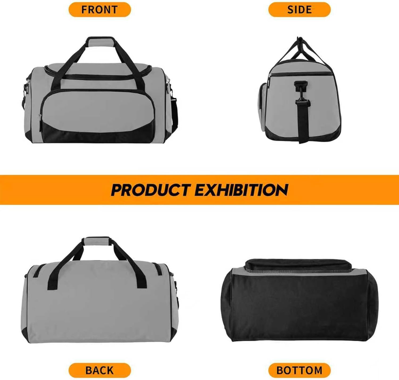 Men’s 50L Heavy Duty Duffle Bag Gym Workout Travel Gear Gray Bag5