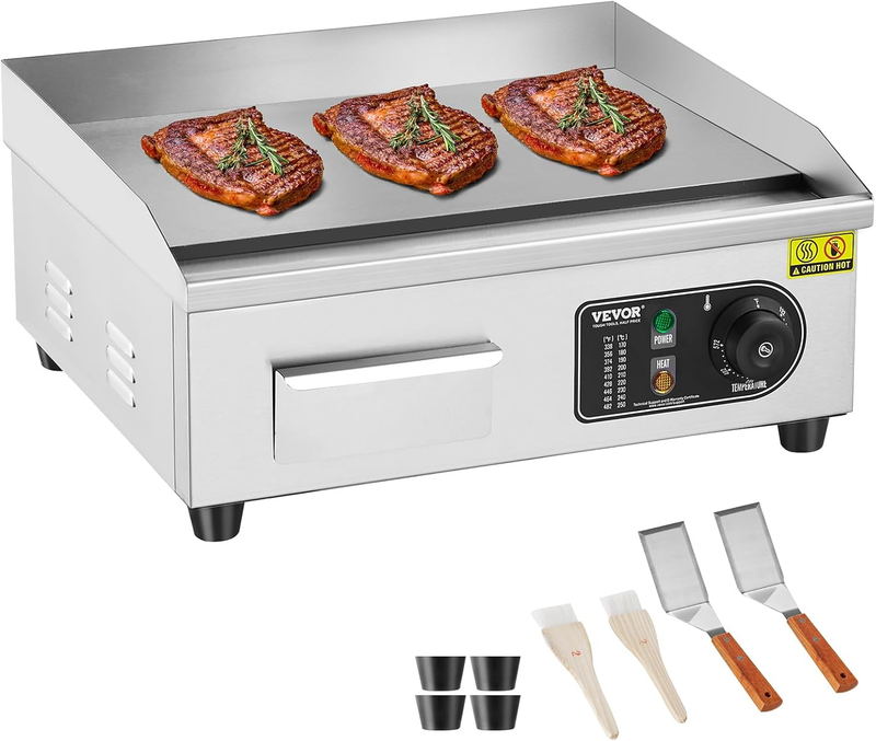 1700W Commercial Electric Griddle 18in Stainless Steel Flat Top Adjustable Temp10