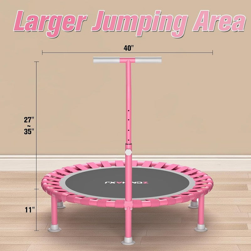 Foldable 40" Mini Trampoline for Kids & Adults - 450Lbs Capacity, Adjustable Bar8